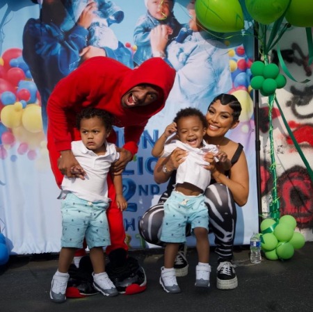 Zion Mixolydian Cannon and his twin brother with their parents  Nick Cannon and Abby De La Rosa.